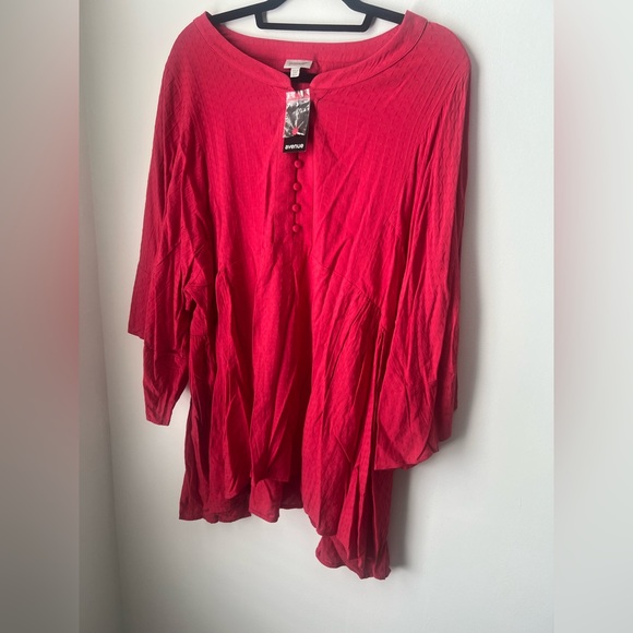AVENUE Red Tunic Dobby Popover NWT Size 22/24 or 2X - Picture 6 of 16